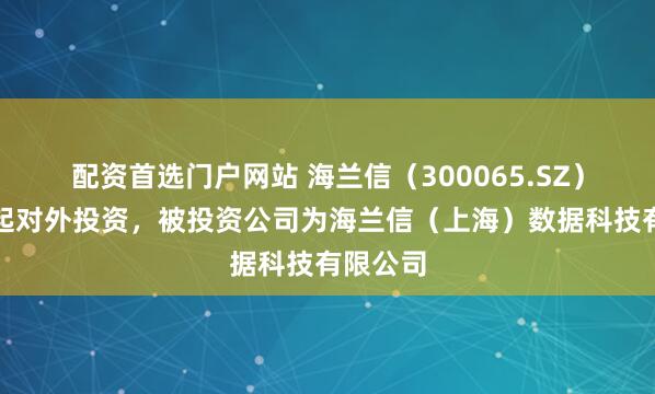 配资首选门户网站 海兰信（300065.SZ）新增一起对外投资，被投资公司为海兰信（上海）数据科技有限公司